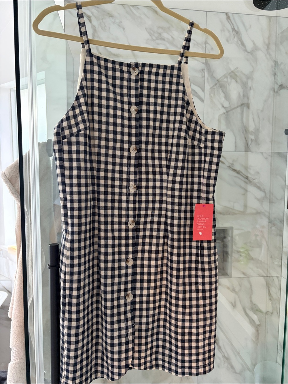 Black & White Gingham Button-Front Sundress - Women's